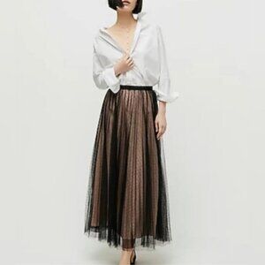 👗✨ NWT J.Crew Polka Dot Tulle A-Line Midi Skirt Black Size 00 Elegant